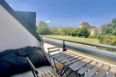 Balcon ou terrasse dans l'établissement Vue imprenable sur le Château de Caen