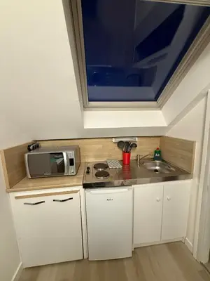 Cuisine ou kitchenette dans l'établissement Renovated studio Place Saint-Sauveur, Caen city center
