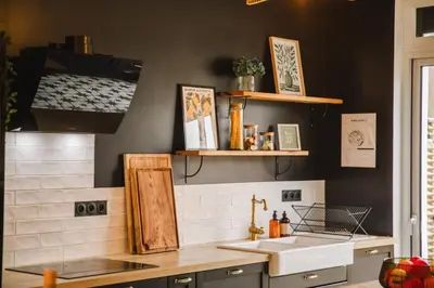 Cuisine ou kitchenette dans l'établissement L'échappée du Cotentin