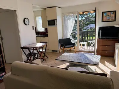 Télévision ou salle de divertissement dans l'établissement Agréable appartement 2 chambres, balcon, calme et soleil