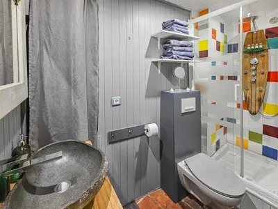 Salle de bains dans l'établissement Ancienne dépendance du Duc de Normandie - Château
