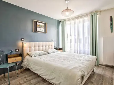 Un ou plusieurs lits dans un hébergement de l'établissement Appartement au cœur de la station, vue mer - 5 pers. - FR-1-788-101