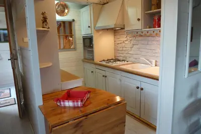 Cuisine ou kitchenette dans l'établissement Les Bruyères du Mont