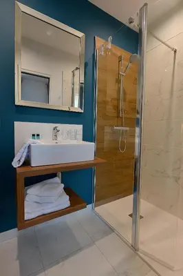 Salle de bains dans l'établissement Hôtel Le Tiburon
