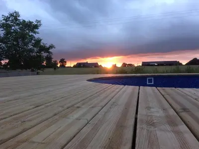 Lever ou coucher de soleil vu de la maison de vacances ou à proximité