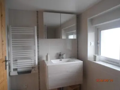 Salle de bains dans l'établissement Gite de la Daniere
