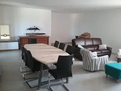 Coin salon dans l'établissement Cottage B2 Bazenville