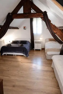 Un ou plusieurs lits dans un hébergement de l'établissement Gite rural centre Manche, calme, jardin, parking, 17km des plages