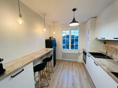 Cuisine ou kitchenette dans l'établissement Bel appartement plein centre 100m de la mer