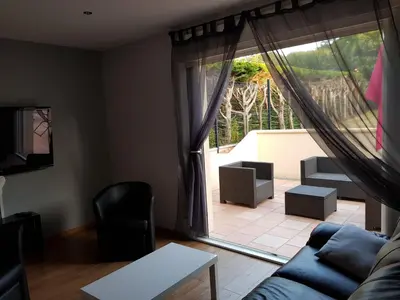 Coin salon dans l'établissement Maison, 5km de la mer