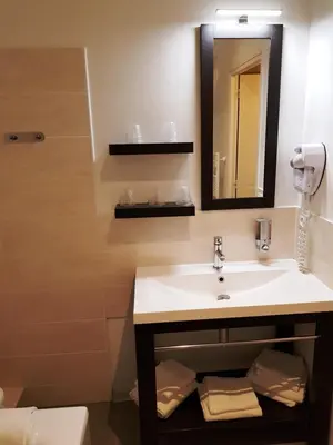 Salle de bains dans l'établissement Auberge de la Baie