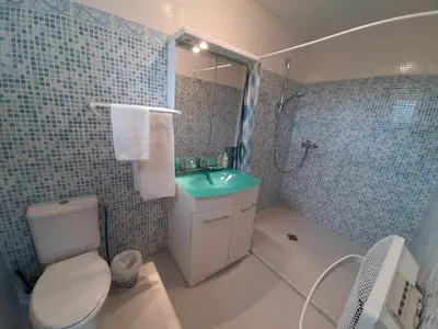 Salle de bains dans l'établissement Escales dans les dunes