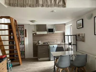 Cuisine ou kitchenette dans l'établissement JunoGîte - Résidence