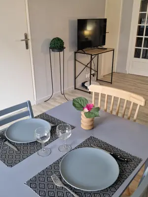 Télévision ou salle de divertissement dans l'établissement Appartement RDC Centre Cabourg