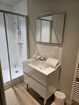Salle de bains dans l'établissement Au Loup Historic Apartments