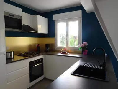 Cuisine ou kitchenette dans l'établissement House in Basse-Normandie near Mont St Michel