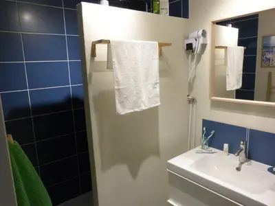 Salle de bains dans l'établissement LA SAPINIERE