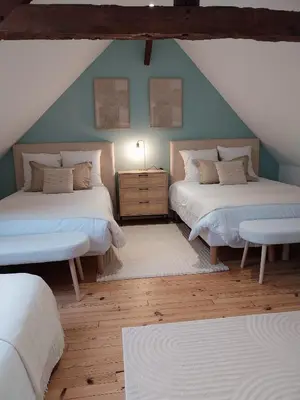Un ou plusieurs lits dans un hébergement de l'établissement Au Mont Chez Nous # Jacuzzi & Sauna #