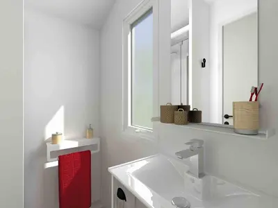 Salle de bains dans l'établissement Camping le Clos de Balleroy