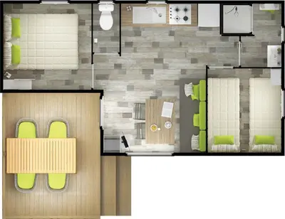 Cuisine ou kitchenette dans l'établissement Camping le Clos de Balleroy