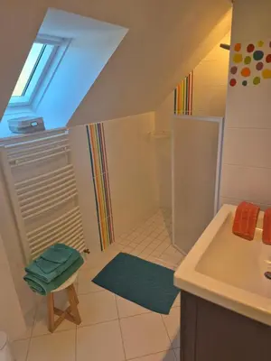 Salle de bains dans l'établissement Gîte La Motte