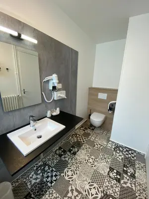 Salle de bains dans l'établissement Hotel du Louvre
