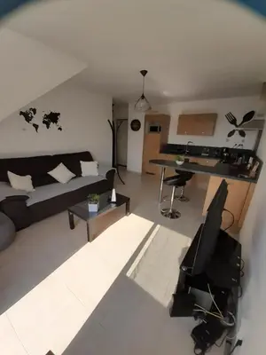 Cuisine ou kitchenette dans l'établissement Appart. sur Caen avec Garage et Wifi.