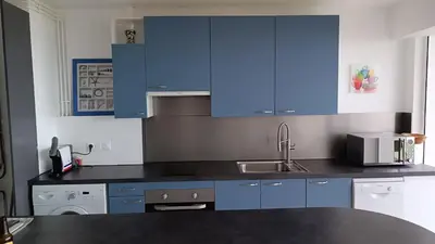 Cuisine ou kitchenette dans l'établissement 57 M2 LES PIEDS DANS l EAU Cabourg