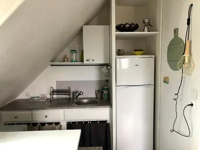 Cuisine ou kitchenette dans l'établissement Le Spot, charmant studio à 200m de la mer