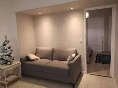 Coin salon dans l'établissement Appartement 2 pièces avec terrasse proche mer et commerces