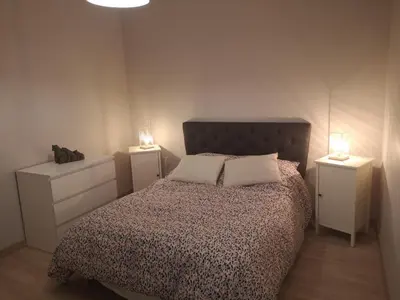 Un ou plusieurs lits dans un hébergement de l'établissement Appartement 2 pièces avec terrasse proche mer et commerces