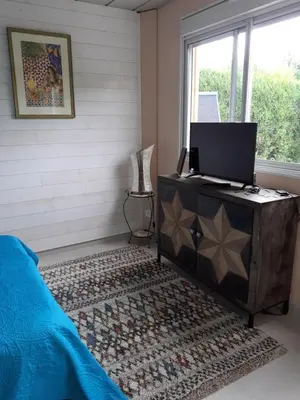 Télévision ou salle de divertissement dans l'établissement Un chalet à CAEN