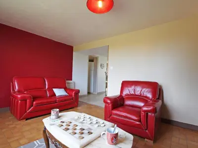 Coin salon dans l'établissement Maison de charme, animaux admis - jusqu'à 6 pers. - FR-1-497-141