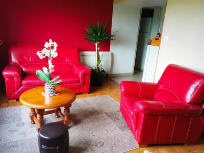 Coin salon dans l'établissement Maison de charme, animaux admis - jusqu'à 6 pers. - FR-1-497-141