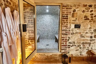 Salle de bains dans l'établissement Demeure de Manneville - SPA - 1Km des plages de Cabourg