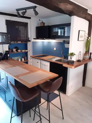 Cuisine ou kitchenette dans l'établissement Appartement Haute Ville meublé avec cour privative