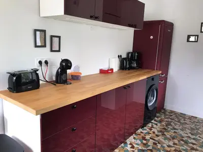 Cuisine ou kitchenette dans l'établissement Gîte Le Coq Au Vert en Suisse Normande