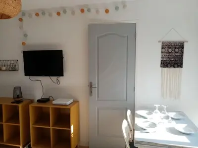 Télévision ou salle de divertissement dans l'établissement Appartement cocoon à Courseulles sur Mer