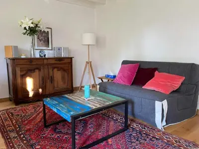 Coin salon dans l'établissement Holiday home in Houtteville with garden