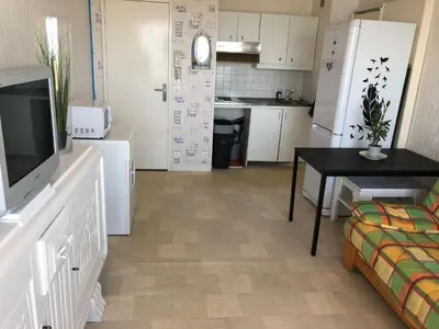 Cuisine ou kitchenette dans l'établissement La Mouette