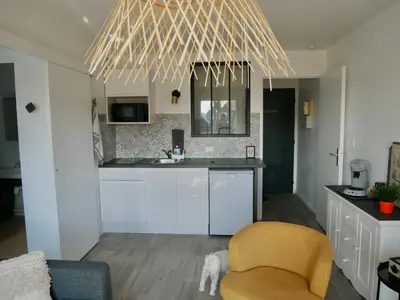 Cuisine ou kitchenette dans l'établissement Plage Cabourg 5bis