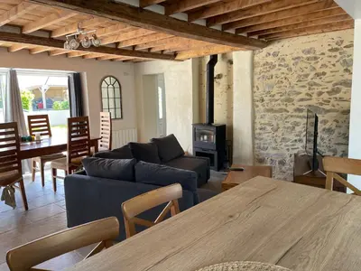 Coin salon dans l'établissement Charmante maison à deux pas de la mer