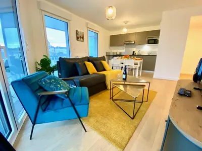 Cuisine ou kitchenette dans l'établissement Presqu'île de Caen, Terrasse & Parking