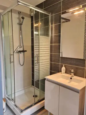 Salle de bains dans l'établissement Le Petit Charmeur, parking, Wifi, gare