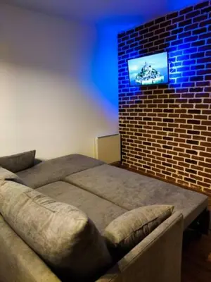 Télévision ou salle de divertissement dans l'établissement Le petit nid du Mont Saint Michel