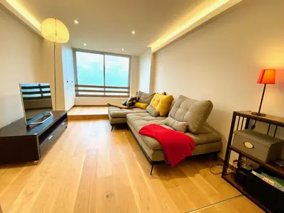 Coin salon dans l'établissement Acamar, appartement en front de mer avec parking privée