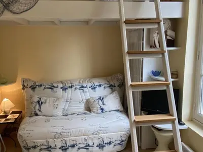 Coin salon dans l'établissement Studio à 50m de la plage à Cabourg pour 3 pers. - FR-1-487-330