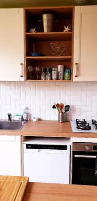 Cuisine ou kitchenette dans l'établissement gîte Evanez du Mont-saint-Michel