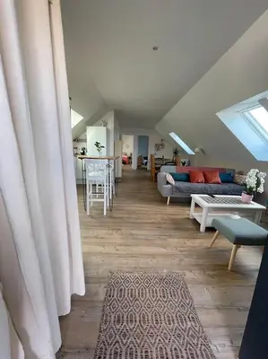 Coin salon dans l'établissement Appartement cosy sous les toits