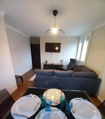 Coin salon dans l'établissement Hyper centre, appart F2 refait à neuf (TV+++)